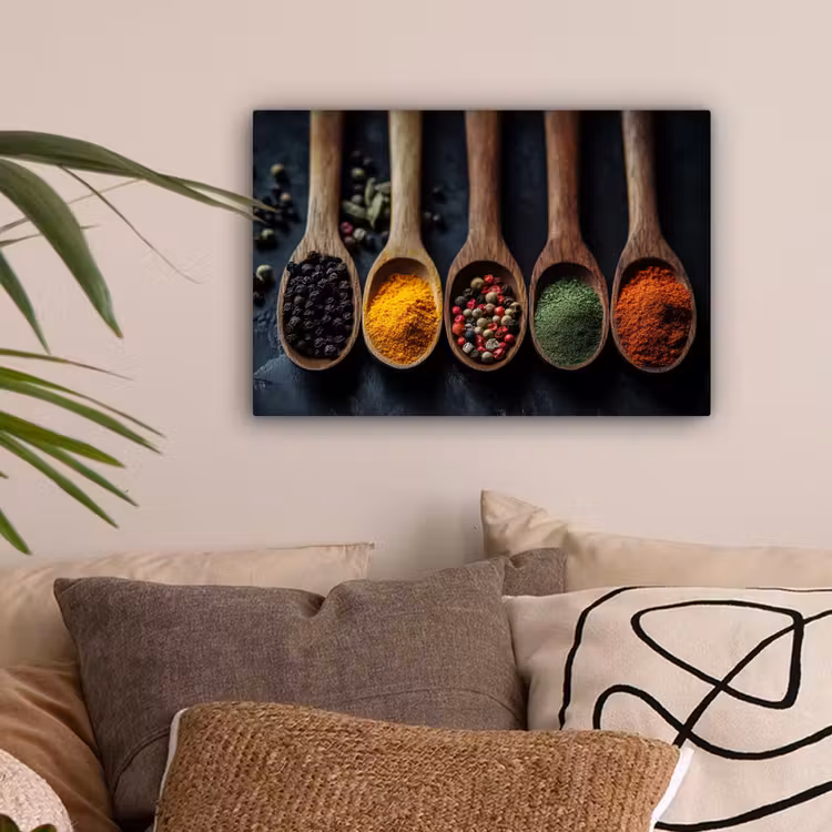 Houten - Lepels - Specerijen - Kruiden canvas 2cm klein -sfeer1