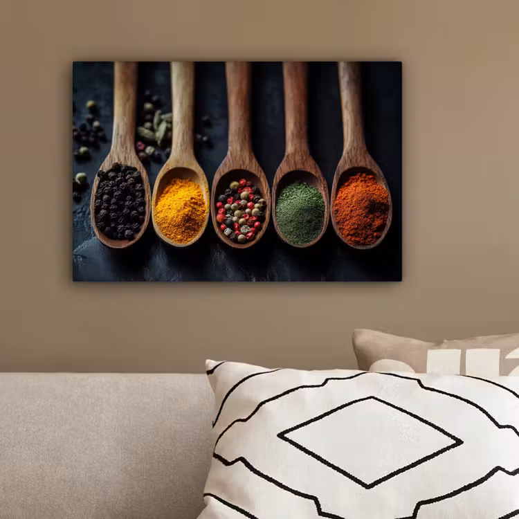 Houten - Lepels - Specerijen - Kruiden canvas 2cm klein -sfeer3