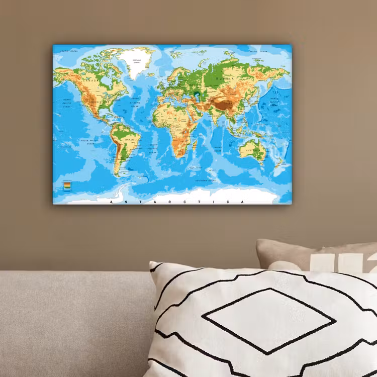 Wereldkaart - Atlas - Kleuren - Kids - Jongens - Meisjes canvas 2cm klein -sfeer3
