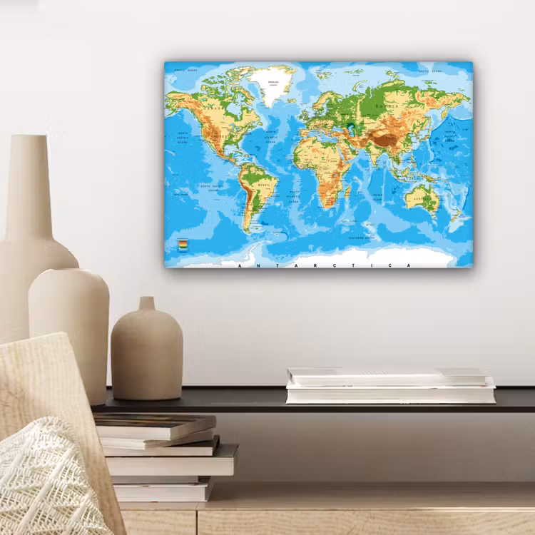 Wereldkaart - Atlas - Kleuren - Kids - Jongens - Meisjes canvas 2cm klein -sfeer6