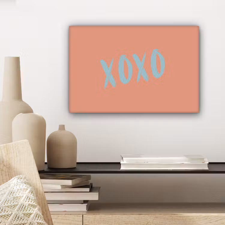 XOXO - Blauw - Perzikkleur canvas 2cm klein -sfeer6