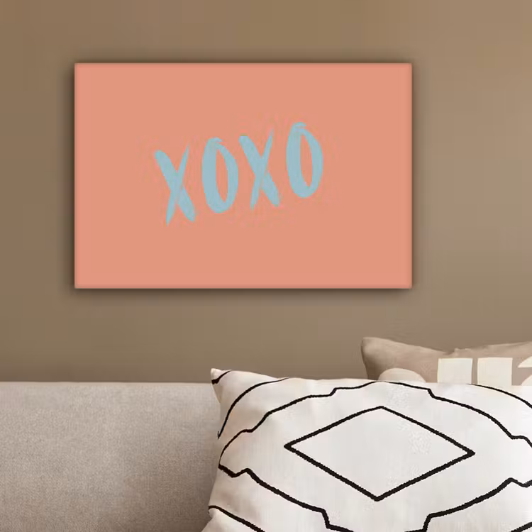 XOXO - Blauw - Perzikkleur canvas 2cm klein -sfeer3
