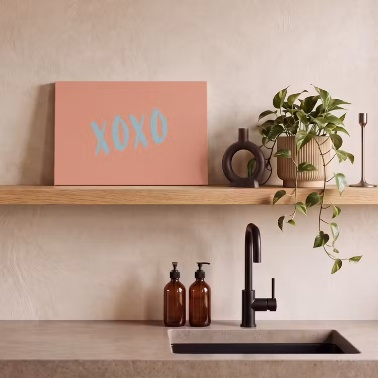 XOXO - Blauw - Perzikkleur canvas 2cm klein -sfeer3