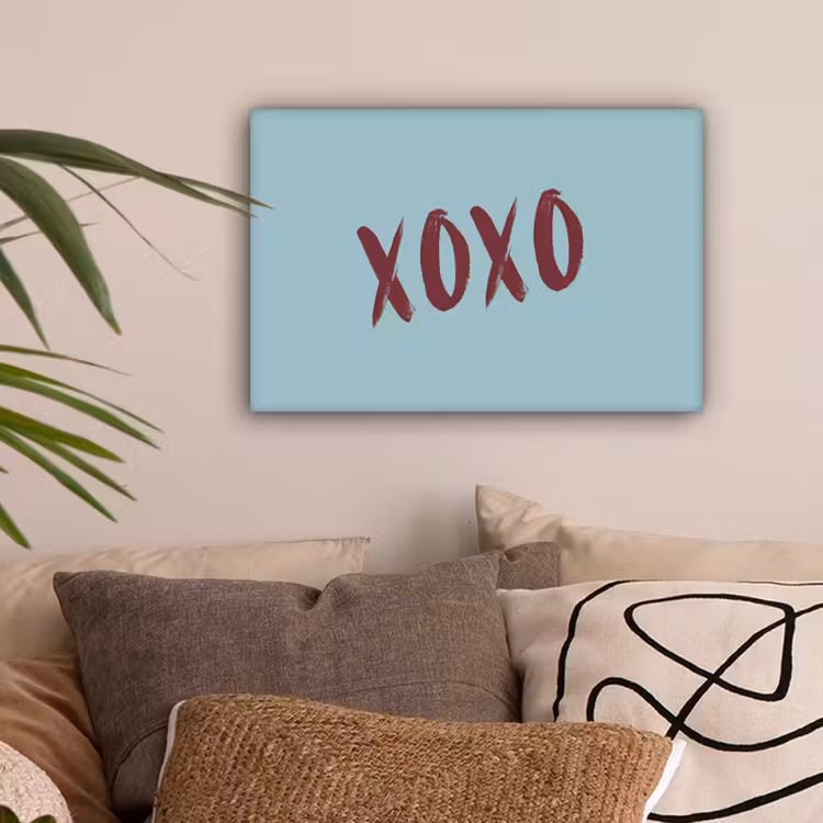 XOXO - Blauw - Rood canvas 2cm klein -sfeer1