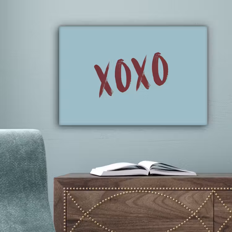 XOXO - Blauw - Rood canvas 2cm klein -sfeer4