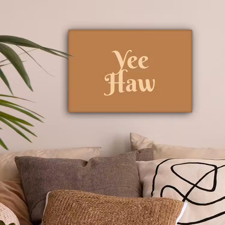 Yee haw - Bruin - Minimalistisch canvas 2cm klein -sfeer1
