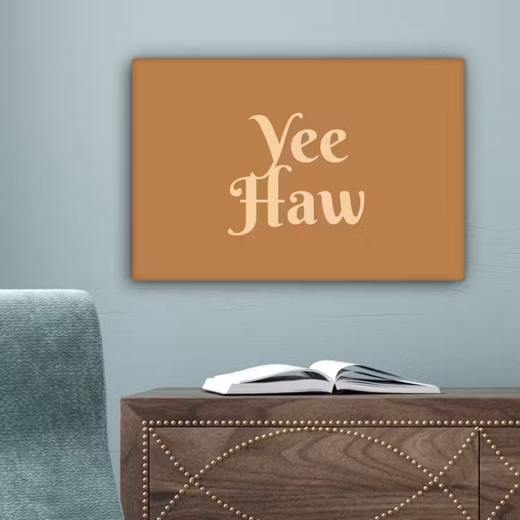 Yee haw - Bruin - Minimalistisch canvas 2cm klein -sfeer4