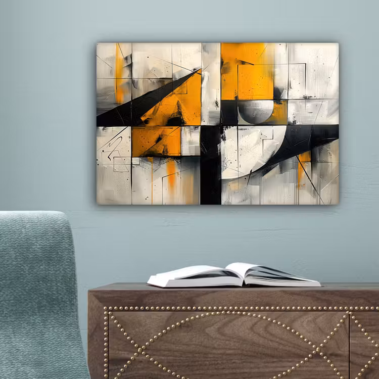 Geel - Abstract - Modern - Vormen canvas 2cm klein -sfeer4