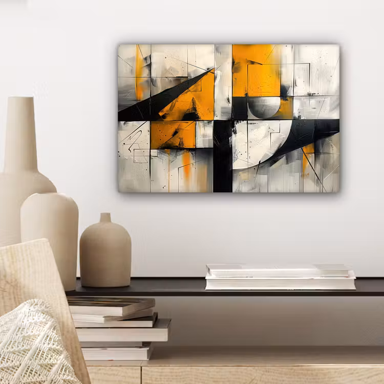 Geel - Abstract - Modern - Vormen canvas 2cm klein -sfeer6