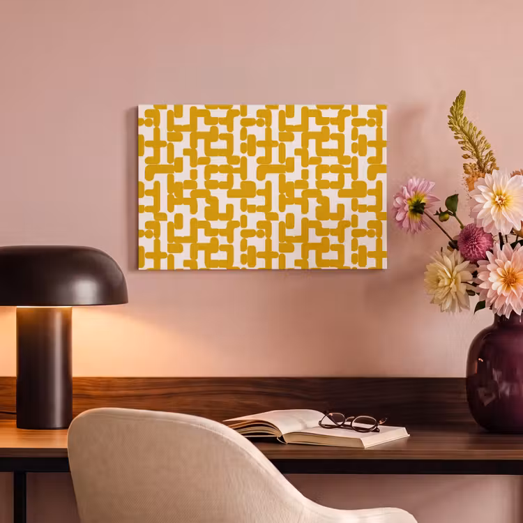 Geel - Beige - Patroon canvas 2cm klein 34 -sfeer4