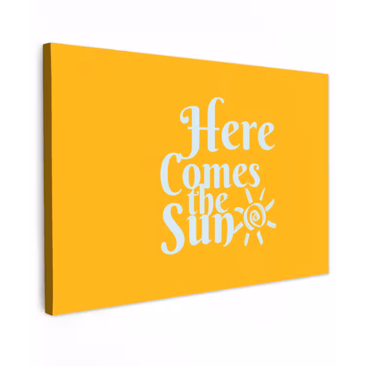 Geel - Blauw - Here comes the sun canvas 2cm klein -z3d