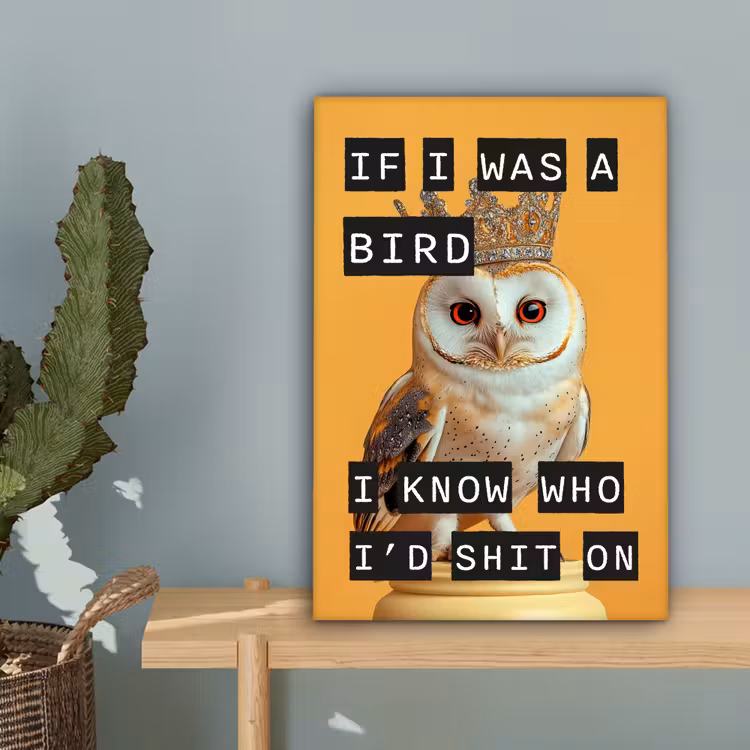 Geel - Uil - Vogel - Decoratie canvas 2cm klein -sfeer4