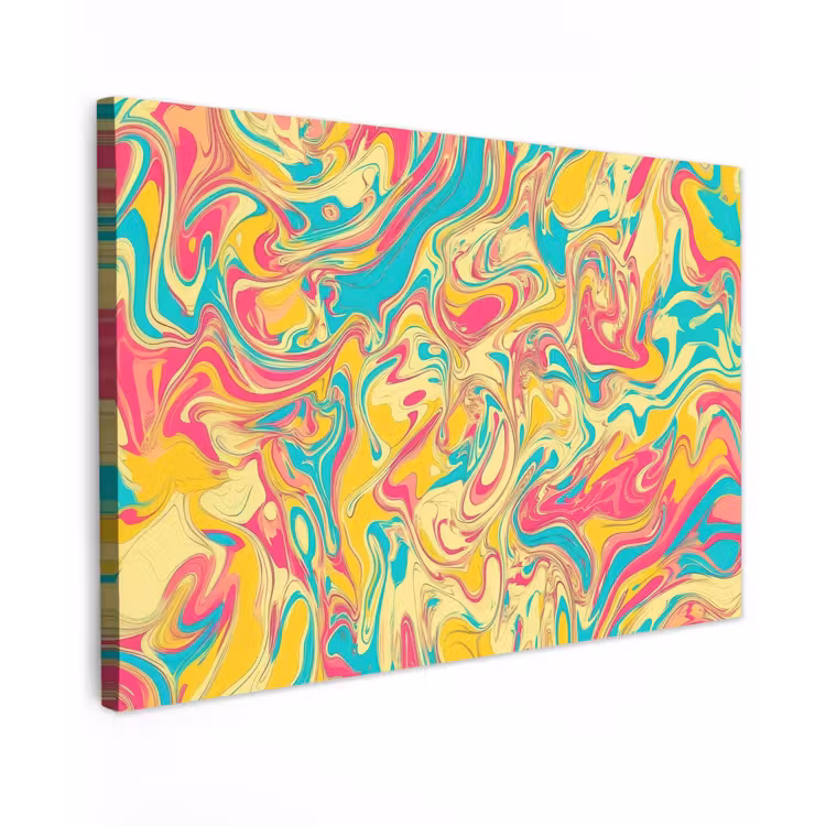 Geel - Roze - Blauw - Retro canvas 2cm klein -z3d