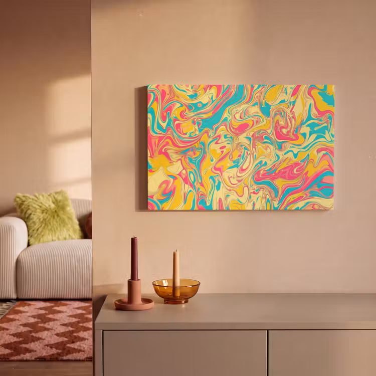 Geel - Roze - Blauw - Retro canvas 2cm klein -sfeer1