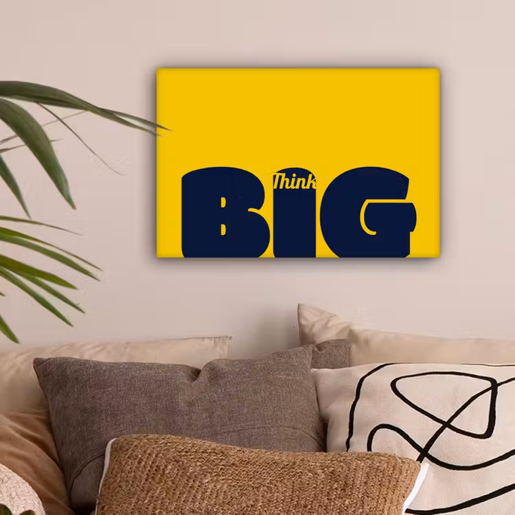 Geel - Think big - Grafisch canvas 2cm klein -sfeer1