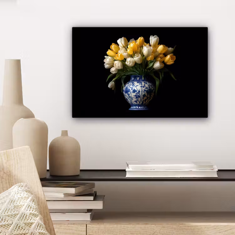 Geel - Tulpen - Vaas - Bloemen canvas 2cm klein -sfeer6