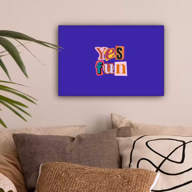 Yes fun - Kleurrijk - Collage-stijl canvas 2cm klein -sfeer1