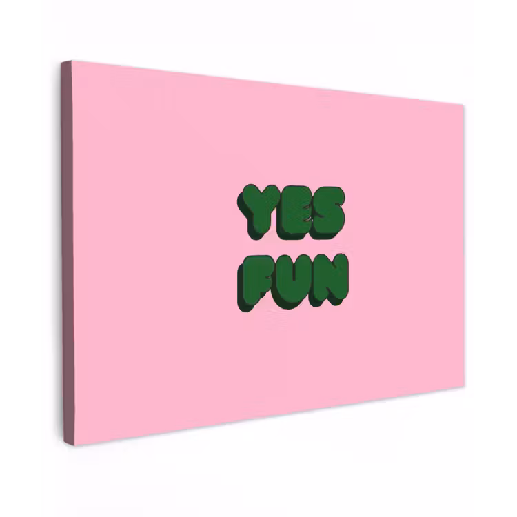 Yes fun - Groen - Roze canvas 2cm klein -z3d