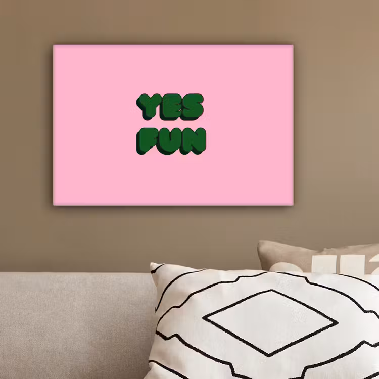 Yes fun - Groen - Roze canvas 2cm klein -sfeer1