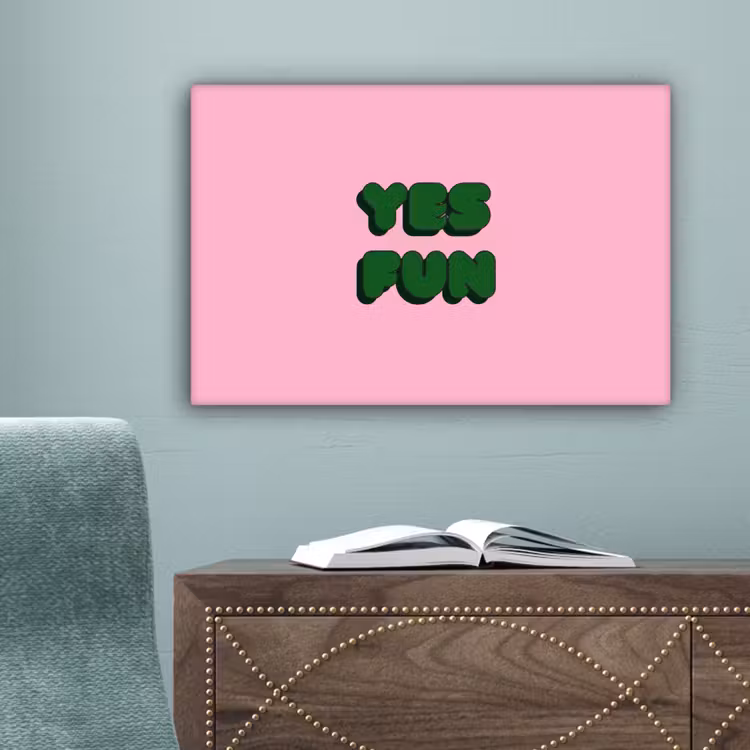 Yes fun - Groen - Roze canvas 2cm klein -sfeer1