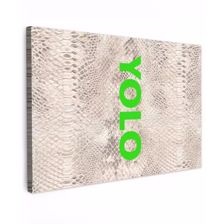 YOLO - Groen - Neon - Slangenprnt canvas 2cm klein -z3d