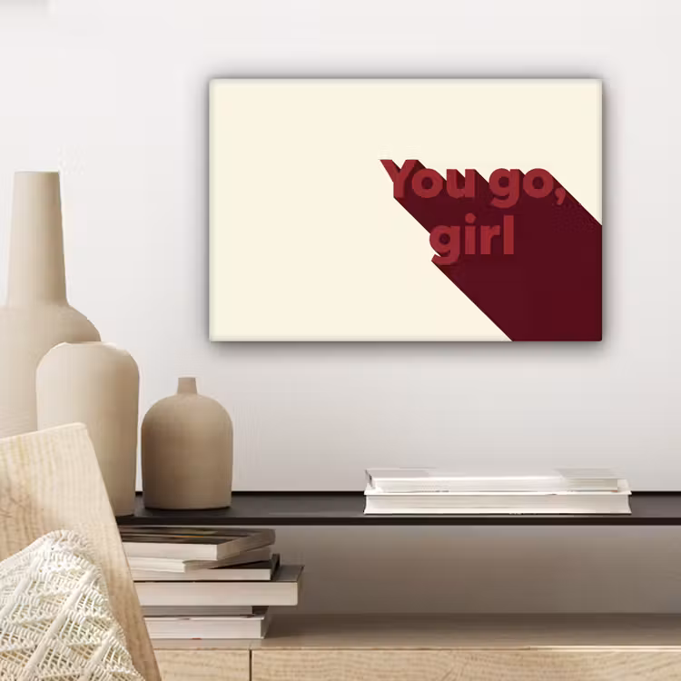 you go girl - 3D - Rood canvas 2cm klein -sfeer6