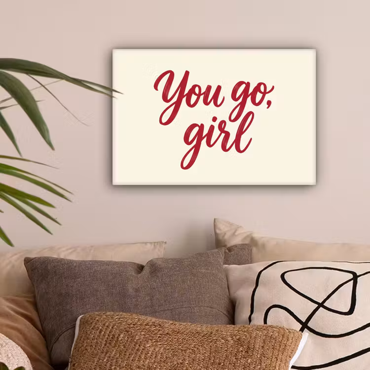 you go girl - Rood - Wit canvas 2cm klein -z3d