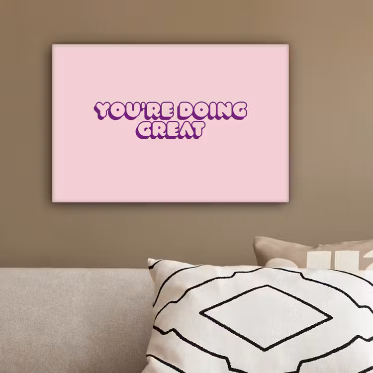 You're doing great - roze - 3D canvas 2cm klein -sfeer1