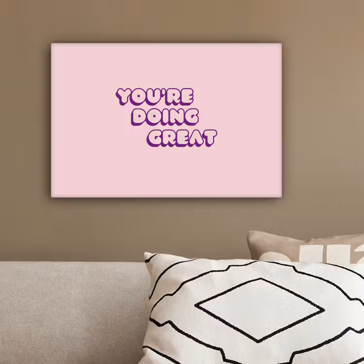 You're doing great - Roze - Bubble letters canvas 2cm klein -sfeer1