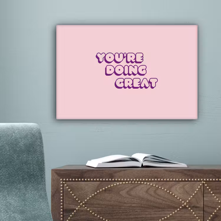 You're doing great - Roze - Bubble letters canvas 2cm klein -sfeer4