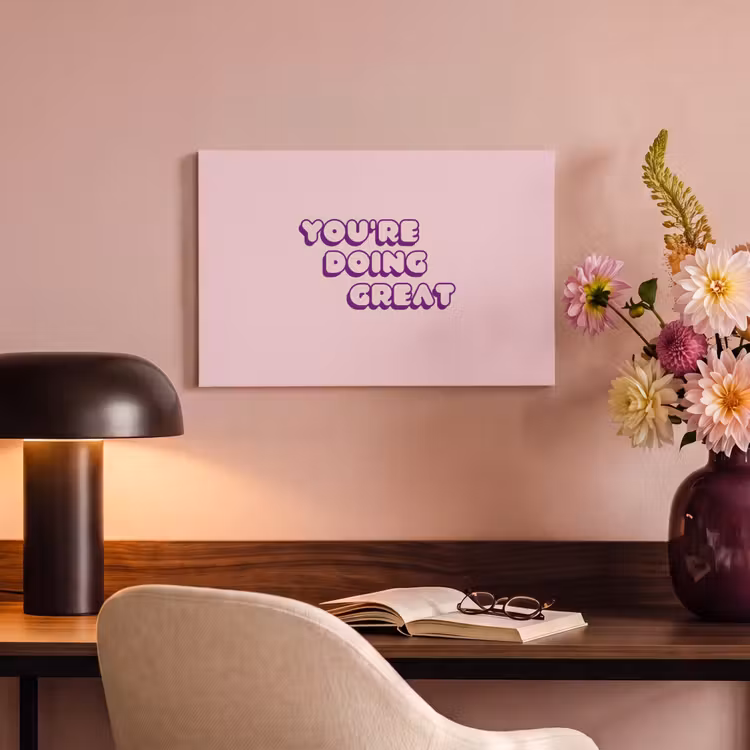 You're doing great - Roze - Bubble letters canvas 2cm klein -sfeer4