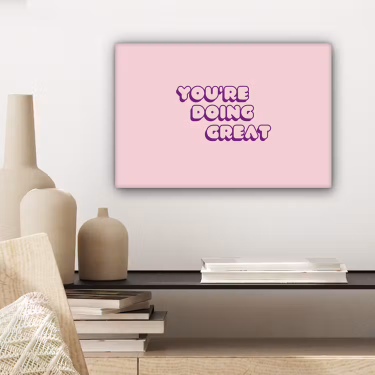 You're doing great - Roze - Bubble letters canvas 2cm klein -sfeer6