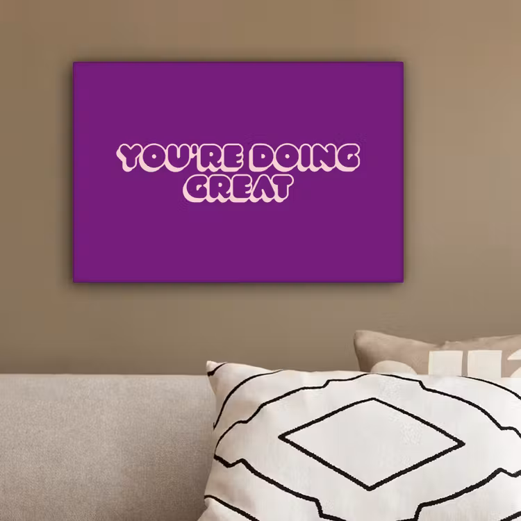 You're doing great - Paars - Bubble letters canvas 2cm klein -sfeer3