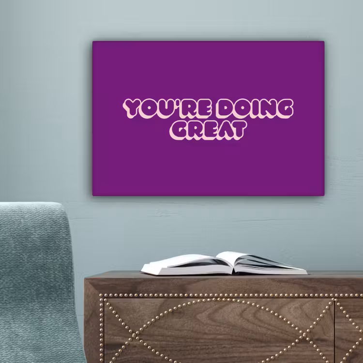 You're doing great - Paars - Bubble letters canvas 2cm klein -sfeer4
