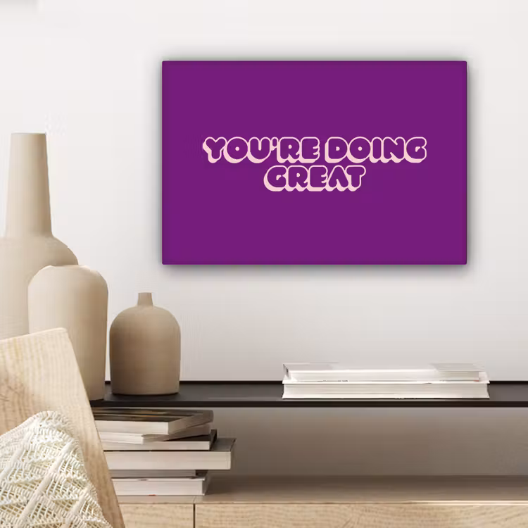 You're doing great - Paars - Bubble letters canvas 2cm klein -sfeer6