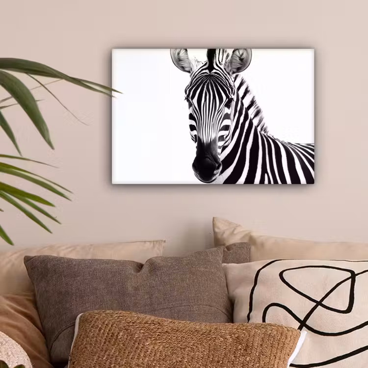 Zebra - Close-up - Zwart - Strepen canvas 2cm klein -sfeer1