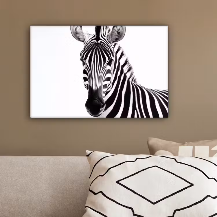 Zebra - Close-up - Zwart - Strepen canvas 2cm klein -sfeer3