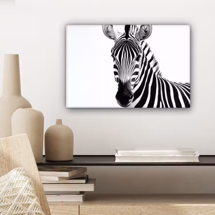 Zebra - Close-up - Zwart - Strepen canvas 2cm klein -sfeer6