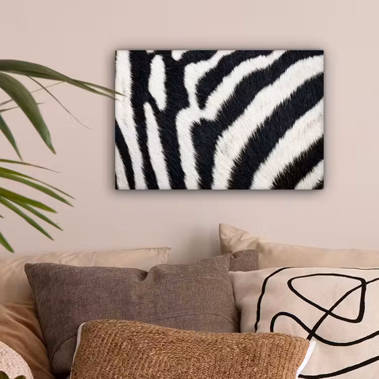 Zebra - Vacht - Klassiek - Zwart - Wit canvas 2cm klein -sfeer1