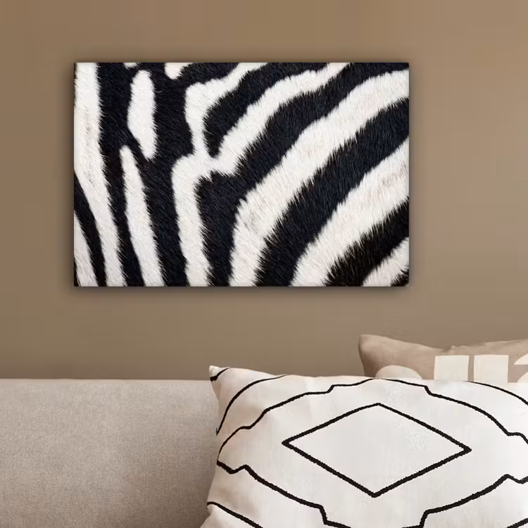 Zebra - Vacht - Klassiek - Zwart - Wit canvas 2cm klein -sfeer3