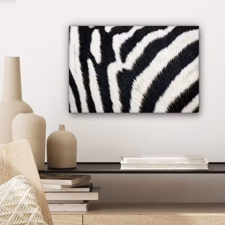 Zebra - Vacht - Klassiek - Zwart - Wit canvas 2cm klein -sfeer6