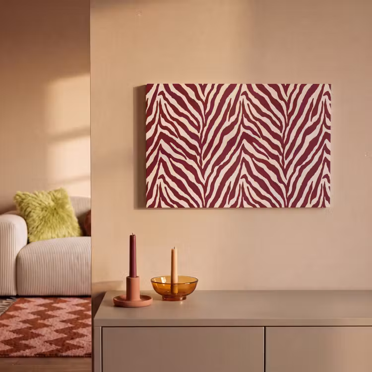 Zebra - Motief - Bordeaux - Rood canvas 2cm klein 34 -sfeer1