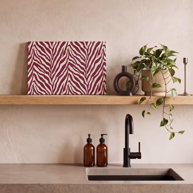 Zebra - Motief - Bordeaux - Rood canvas 2cm klein 34 -sfeer3