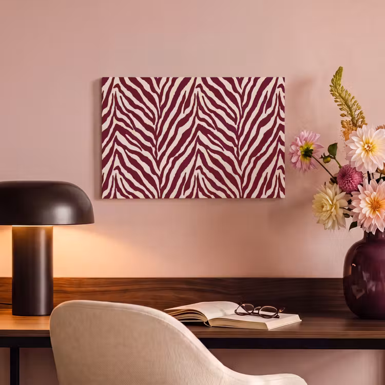 Zebra - Motief - Bordeaux - Rood canvas 2cm klein 34 -sfeer4