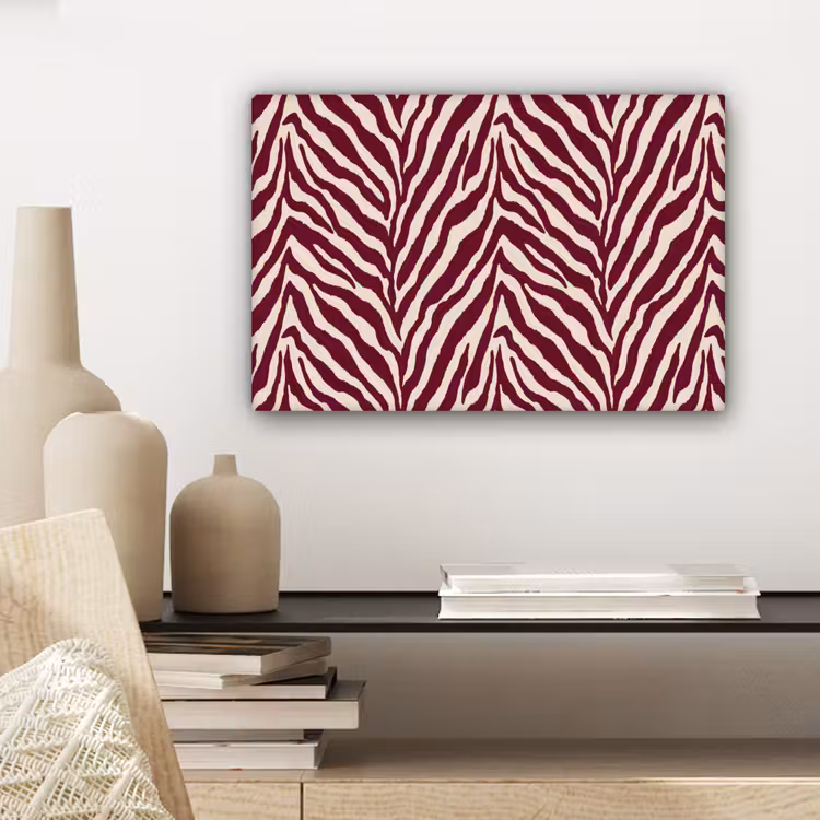 Zebra - Motief - Bordeaux - Rood canvas 2cm klein 34 -sfeer6