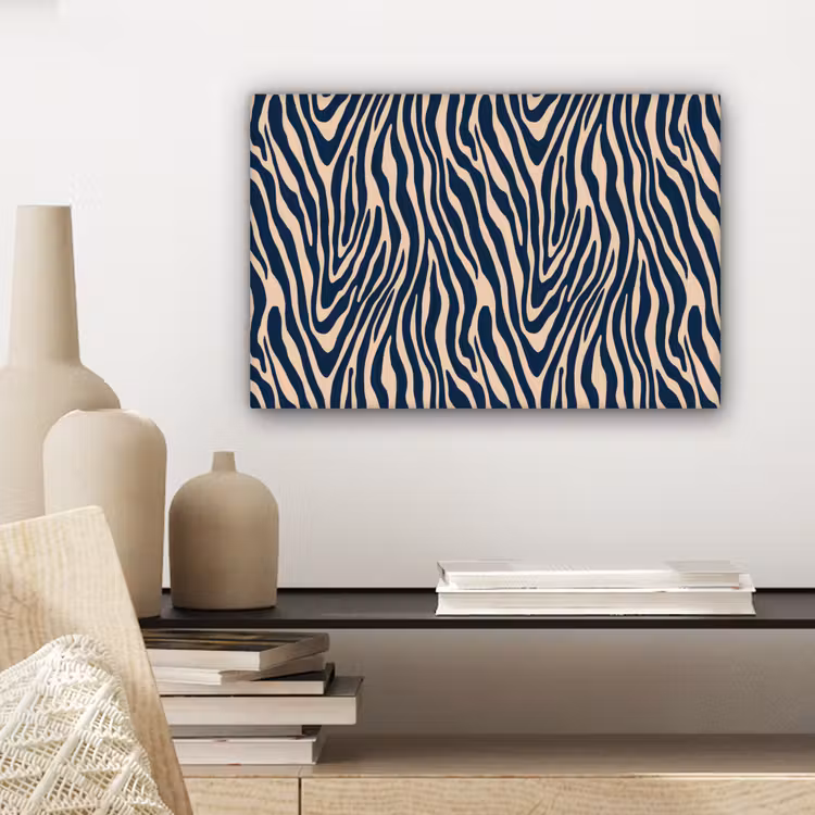 Zebra - Patroon - Blauw - Beige canvas 2cm klein 34 -sfeer6