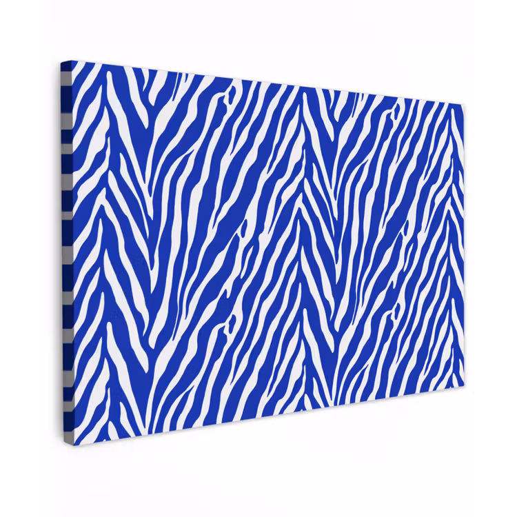 Zebra - Patroon - Kobalt - Blauw canvas 2cm klein 34 -z3d