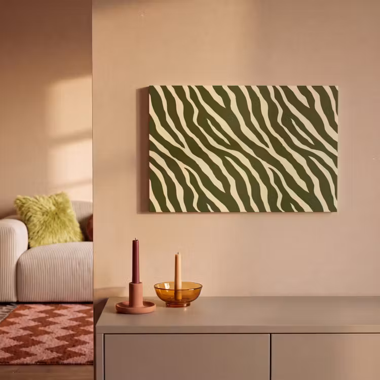 Zebra - Patroon - Groen canvas 2cm klein 34 -sfeer1