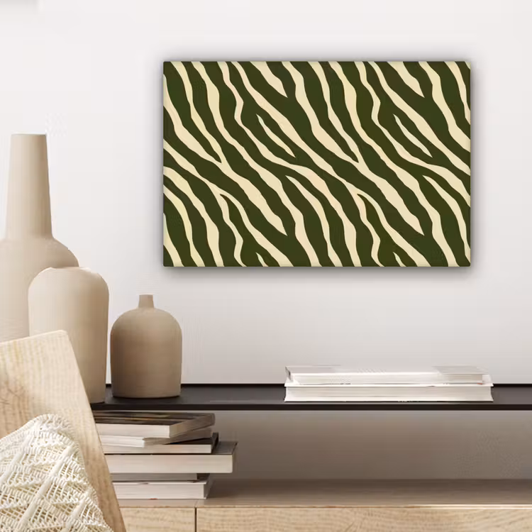 Zebra - Patroon - Groen canvas 2cm klein 34 -sfeer6