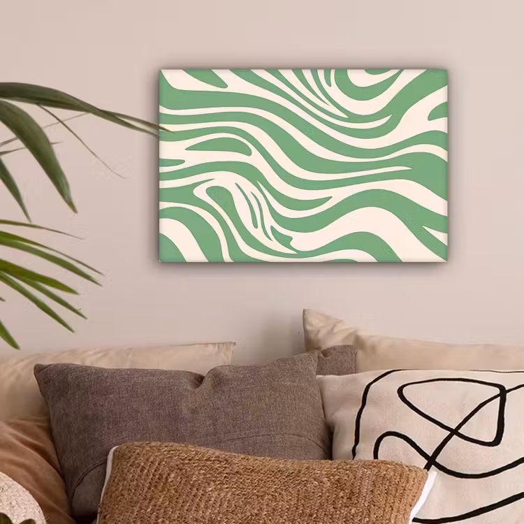 Zebrapatroon - Groen - Retro canvas 2cm klein -sfeer1